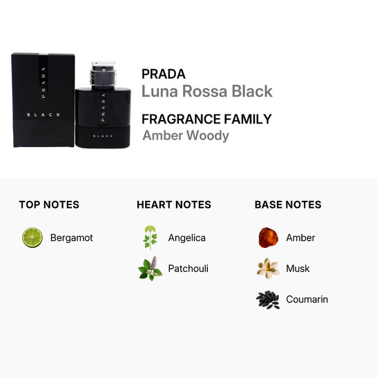 Prada Men's Luna Rossa Black EDP Spray 1.7 oz Fragrances