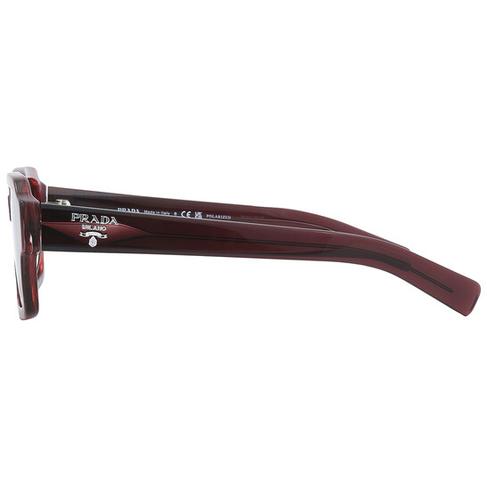 Prada Polarized Black Rectangular Men's Sunglasses PR 02ZS 15F08G