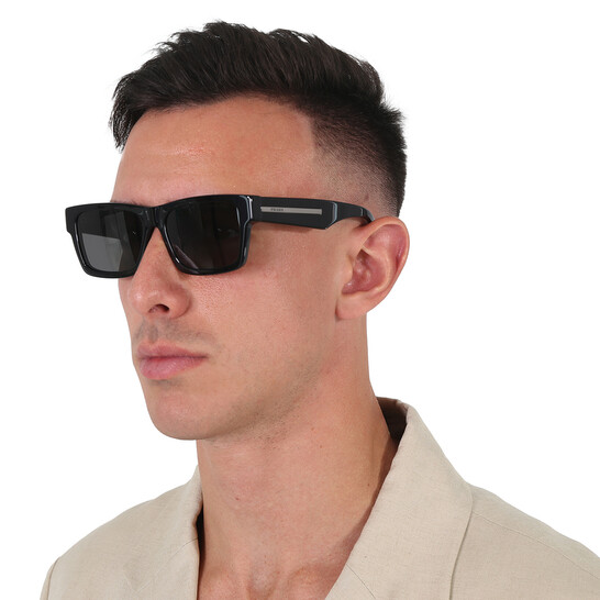 Prada Polarized Black Rectangular Men's Sunglasses PR 25ZSF 1AB08G