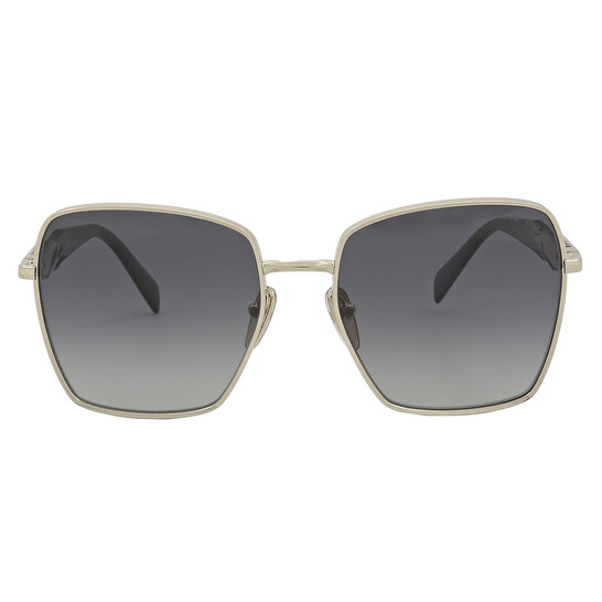 Prada Polarized Grey Gradient Square Ladies Sunglasses PR 64ZS