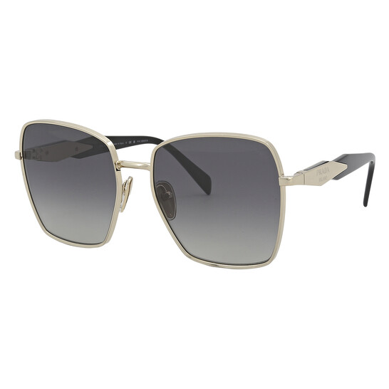 Prada Polarized Grey Gradient Square Ladies Sunglasses PR