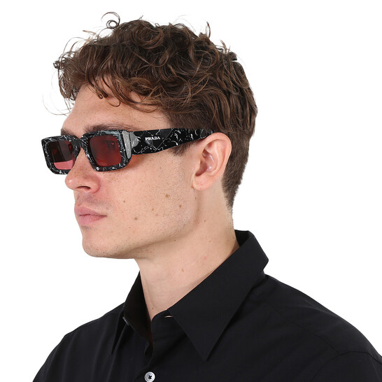 Authentic Prada PR 06YS 05W06O Black Plastic Phantos Sunglasses Red lens PR 06YS Sunglasses - Prada Authorized Retailer | coolframes  main image 3