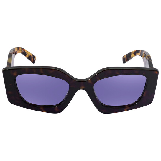Prada Violet Mirrored Internal Silver Irregular Ladies Sunglasses