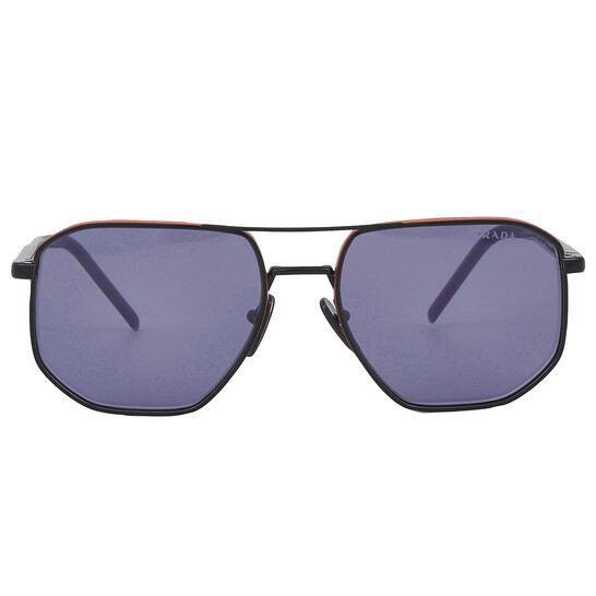 Prada Violet Mirrored Internal Silver Square Men's Sunglasses PR 59YS  11B05Q 57