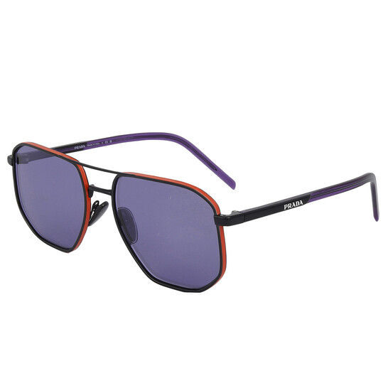 Prada Violet Mirrored Internal Silver Square Men's Sunglasses PR