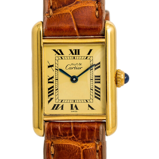 Pre-owned Cartier Tank Vermeil Quartz Ladies Watch 5057001
