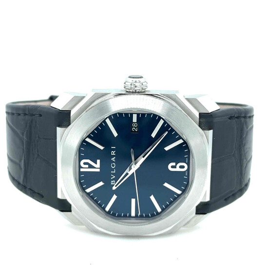 Bvlgari Pre-owned Bvlgari Octo Solotempo Blue Dial Men's Watch