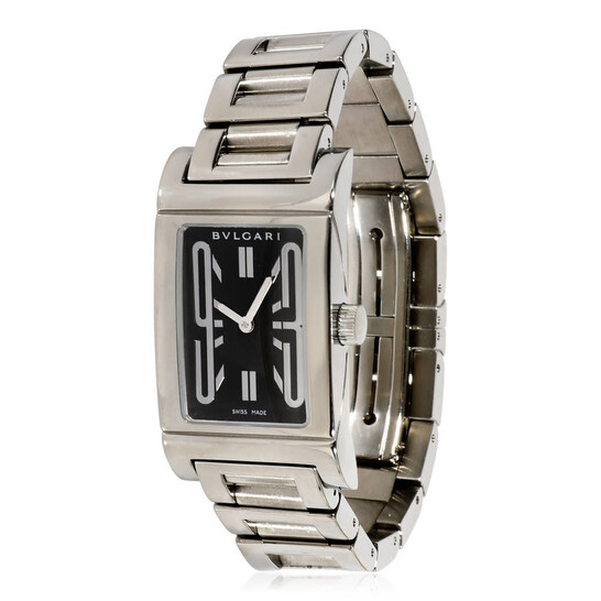 BVLGARI Rettangolo Quartz RT39S Ladies Watch Italian Luxury Black Leather Strap Bvlgari Rettangolo RT39 S Factory Black Diamonds 21mm Ladies  main image 4