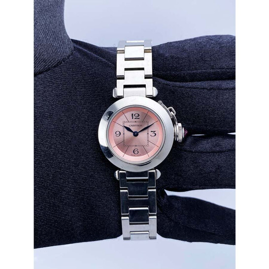 Pasha 30mm Quartz Pink Gold Case White Dial Navy Blue Strap main image 0