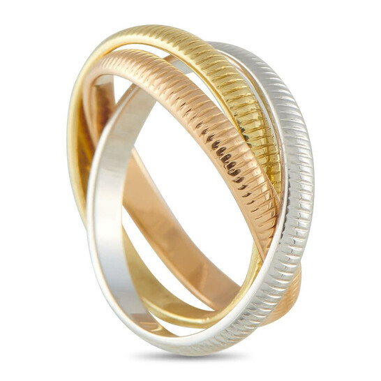 アクセサリー vintage trinity ring dead stock Vintage Cartier 18K Gold Ribbed Trinity Rolling Band Ring