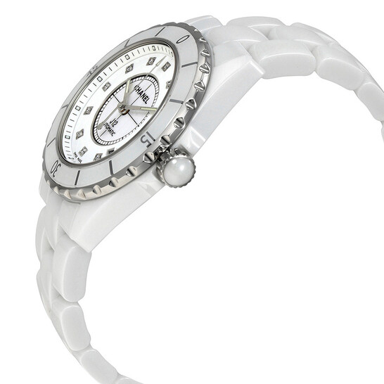 Chanel Pre-Owned Chanel J12 Diamond White Ceramic Midsize 