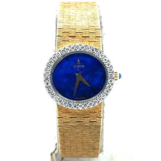 Corum Pre-owned Corum Vintage Hand Wind Diamond Blue Dial Ladies