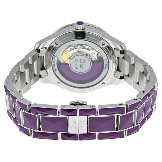 Dior crystal diamond bezel chronograph purple Dial Quartz Ladies Dior Pre-owned Dior Christal Diamond Purple Dial Ladies  main image 4