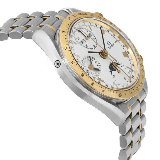 Pre-owned Omega Speedmaster Triple Date Chronograph GMT Automatic Day-Night  White Dial Men's Watch