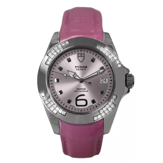 Pre-owned Tudor Prince Date Automatic Diamond Purple Dial Ladies Watch  79440P