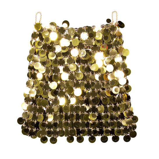 Rabanne Gold Sparkle Discs Skirt, Brand Size 38 (US Size 6) - 546x546 Image #6