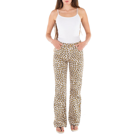 Rabanne Leopard Natural Movida Printed Flared Jeans, Brand Size 36 (US Size 4) - 546x546 Image #5
