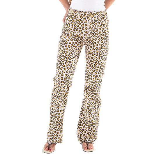 Rabanne Leopard Natural Movida Printed Flared Jeans, Brand Size 36 (US Size 4) - 546x546