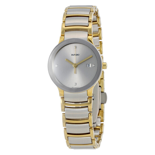 RADO 時計 Rado Centrix Silver Dial Two-tone Ladies Watch R30932713