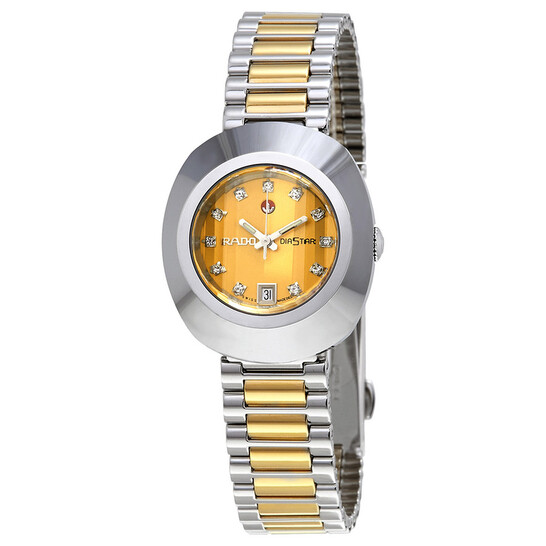 Rado Original Diastar Automatic Diamond Gold Dial Ladies Watch R12403633 - 546x546