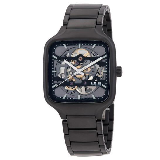 RADO クォーツ時計 ブラック スクエア Rado True Square Automatic Skeleton Dial Unisex Watch R27197152