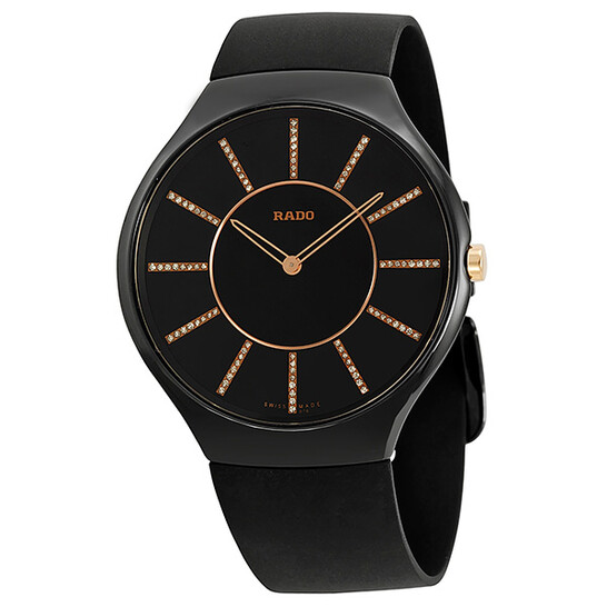 Rado True Thinline Diamond Black Dial Black Ceramic Men's Watch R27741709 - 546x546