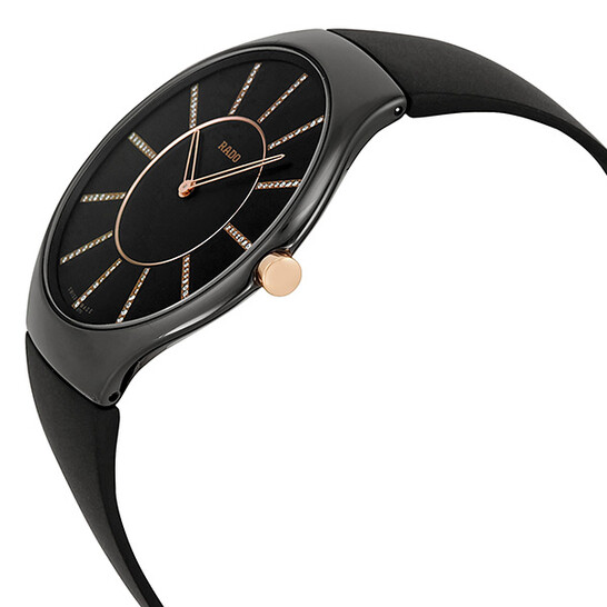 Rado True Thinline Diamond Black Dial Black Ceramic Men's Watch R27741709 - 546x546 Image #2