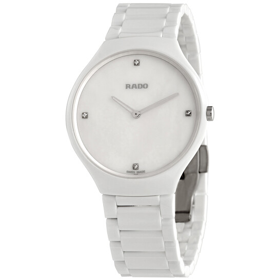 Rado True Thinline Mother of Pearl Dial White Ceramic Men's Watch R27957902 - 546x546