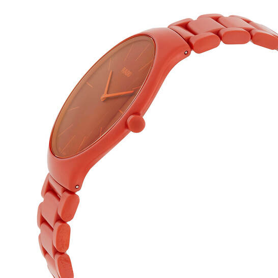Rado True Thinline Quartz Orange Dial Men's Watch R27095652