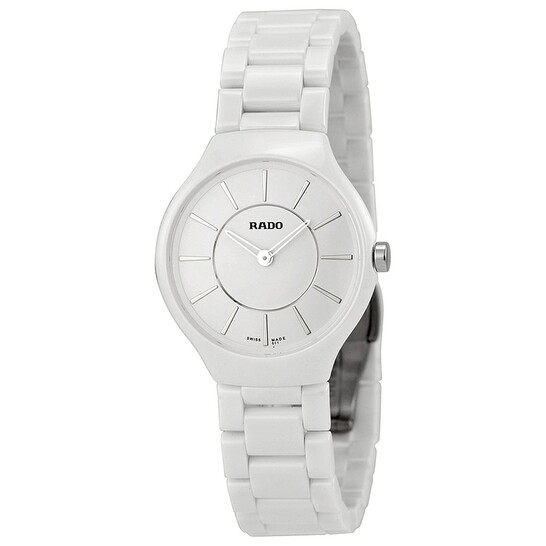 Rado True Thinline White Dial White Ceramic Ladies Watch R27958112