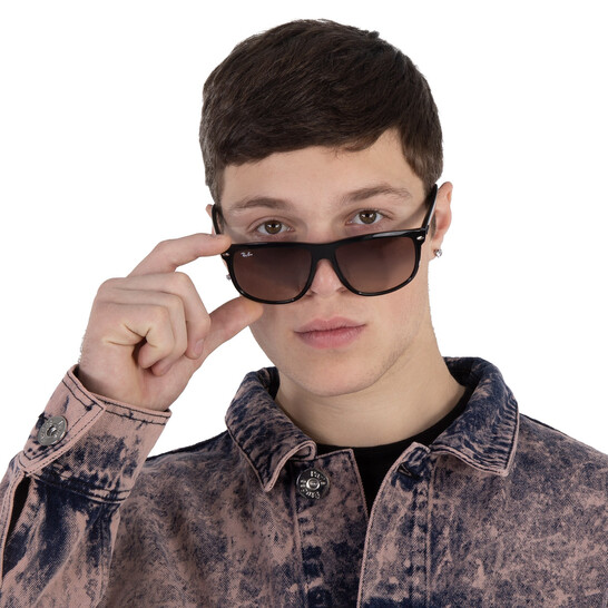 Ray-Ban Boyfriend Light Grey Gradient Rectangular Men's Sunglasses