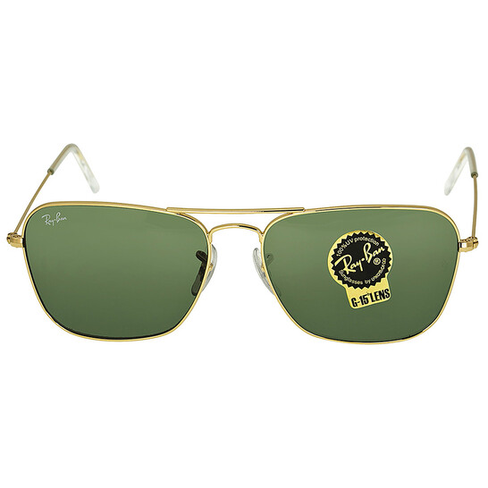 Ray-Ban Caravan Green Classic G-15 Square Unisex Sunglasses RB3136