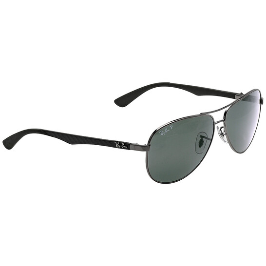 Ray-Ban RB8313 Aviator Sunglasses Polarized | Black Silver Frame Green Lenses Ray-Ban RB8313 Gunmetal Polarized main image 2