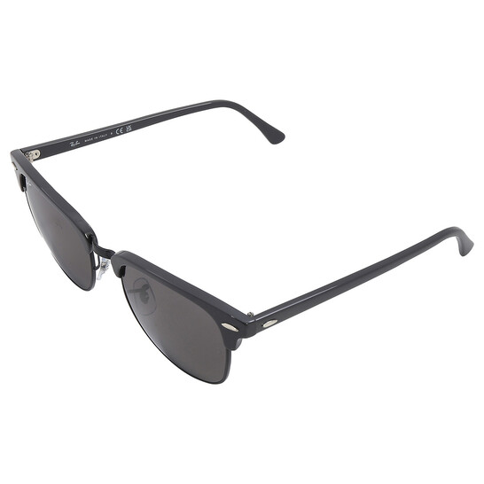 RayBan RB3016 Clubmaster Square Sunglasses. Grey on Black Frame, Dark Grey Lens CLUBMASTER CLASSIC Sunglasses in Grey On Black and Dark Grey  main image 3