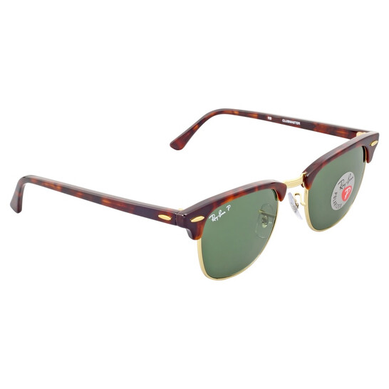 Ray Ban Clubmaster Classic Polarized Green Classic G-15 Square Unisex Sunglasses RB3016 990/58 49 - 546x546 Image #3