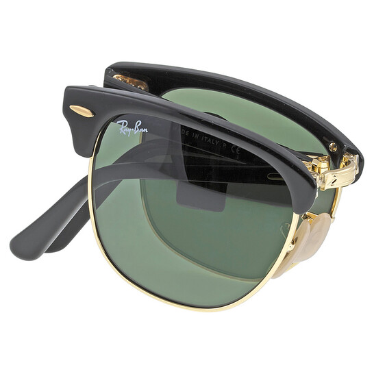 Ray-Ban Clubmaster Folding Sunglasses - Black and Green Ray-Ban RB2176 Clubmaster Folding L (51 - 21) with Green  main image 3