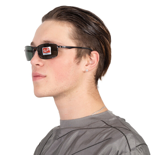 Ray-Ban Green Rectangular Men's Sunglasses RB3498 002/71 64