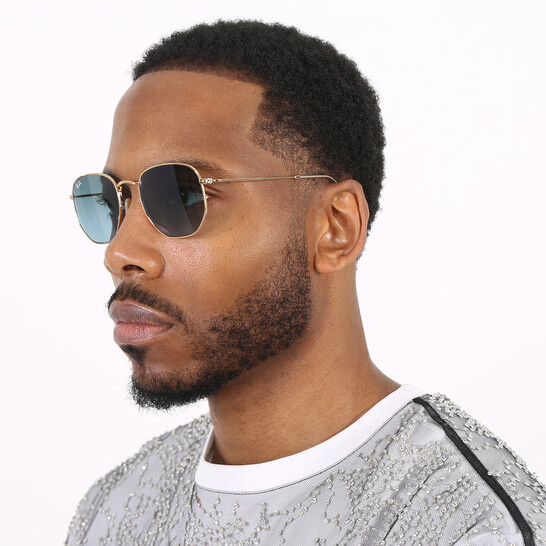 Ray Ban Hexagonal Flat Lenses Blue Gradient Geometric Unisex Sunglasses  RB3548N 91233M 54