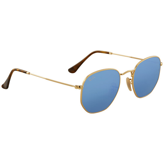 Ray-Ban Hexagonal Flat Lenses Blue Mirror Unisex Sunglasses  display picture 3