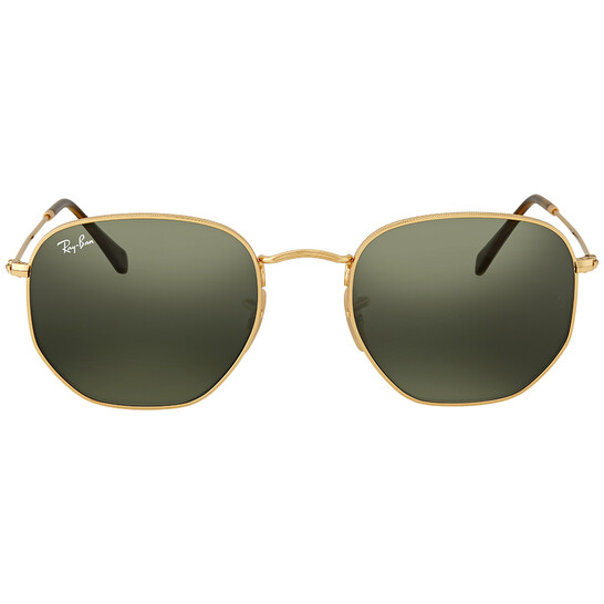 Model Display Ray-Ban Hexagonal Green Lens RB3548N G15 Ray-Ban Hexagonal RB3548N 001/58 Arista Gold Sunglasses for  main image 2