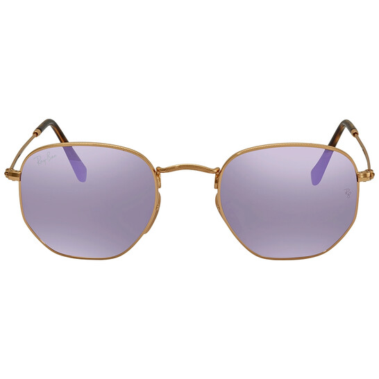 Ray Ban Hexagonal Flat Lenses Lilac Mirror Unisex Sunglasses RB3548N 001/8O  48