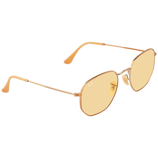 Ray Ban Hexagonal Washed Evolve Yellow Photochromatic Unisex Sunglasses  RB3548N 91310Z 54