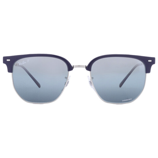 Ray Ban New Clubmaster Polarized Blue Mirrored Irregular Unisex Sunglasses  RB4416 6656G6 53