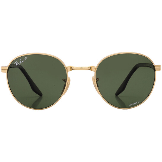 Ray-Ban Polarized Dark Green Round Unisex Sunglasses RB3691 001/P1