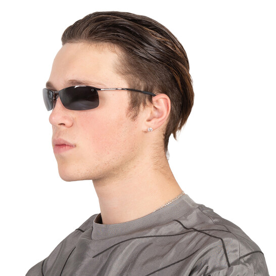 Ray-Ban Polarized Grey Gradient Mirror Wrap Men's Sunglasses