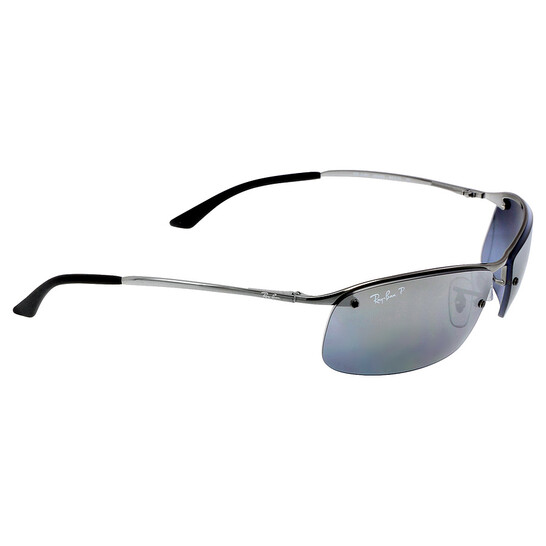 Ray-Ban Polarized Grey Gradient Mirror Wrap Men's Sunglasses