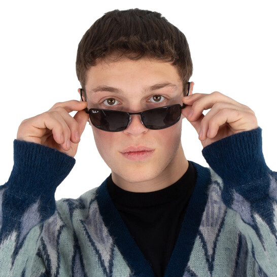 Ray-Ban Polarized Grey Gradient Rectangular Men's Sunglasses - Main Image