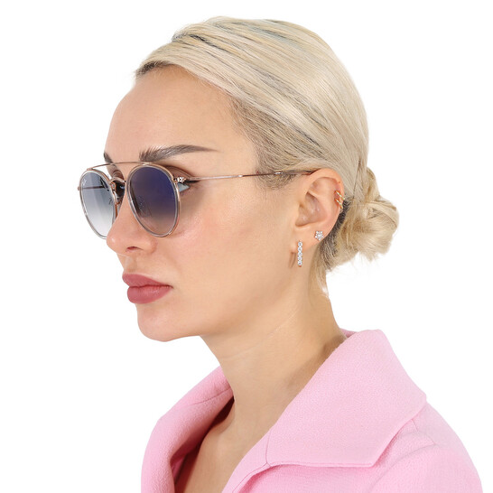 Sunglasses Ray Ban 3647n 90683f Blue Gradient Round Double Bridge