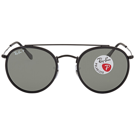 Ray Ban Round Double Bridge Polarized Green Classic G-15 Unisex Sunglasses  RB3647N 002/58 51