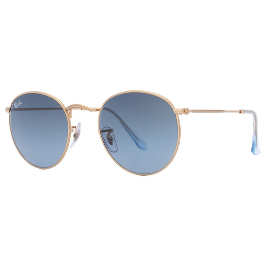 Ray-Ban RB3447 ブルーグラデーション ROUND FLASH LENSES Sunglasses in Gold and Blue - RB3447